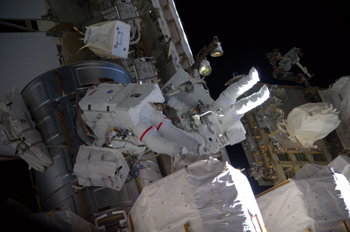 Spacewalk complete and new astronaut record set! Shane Kimbrough and Peggy Whitson of NASA successfully reconnected cables and electrical connections on an adapter-3 that will provide the pressurized interface between the station and the second of...