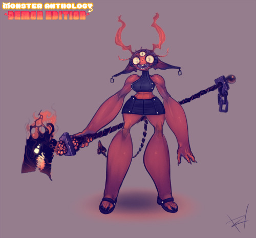 Naming this demon lady Ceara, and making her staff/familiar that big dude I doodled her with. Gonna 