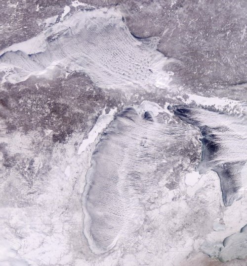 Satellite image of Michigan during the polar vortex, National Weather Service, January 31, 2019