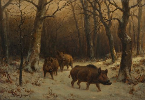 cma-modern-european-art: Wild Boars in the Snow, Rosa Bonheur , c. 1872-1877, Cleveland Museum of Ar