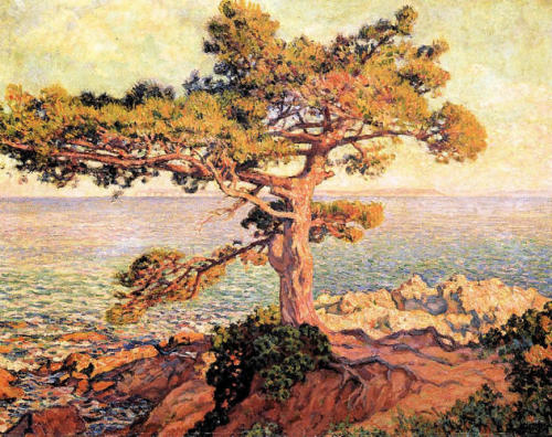 Pine by the Mediterranean Sea, 1916, Théo van RysselbergheMedium: oil,canvashttps://www.wikiart.org/