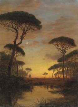 blastedheath:  William Stanley Haseltine (American, 1835-1900), Evening Scene. Oil on canvas, 23 x 16¾ in. 