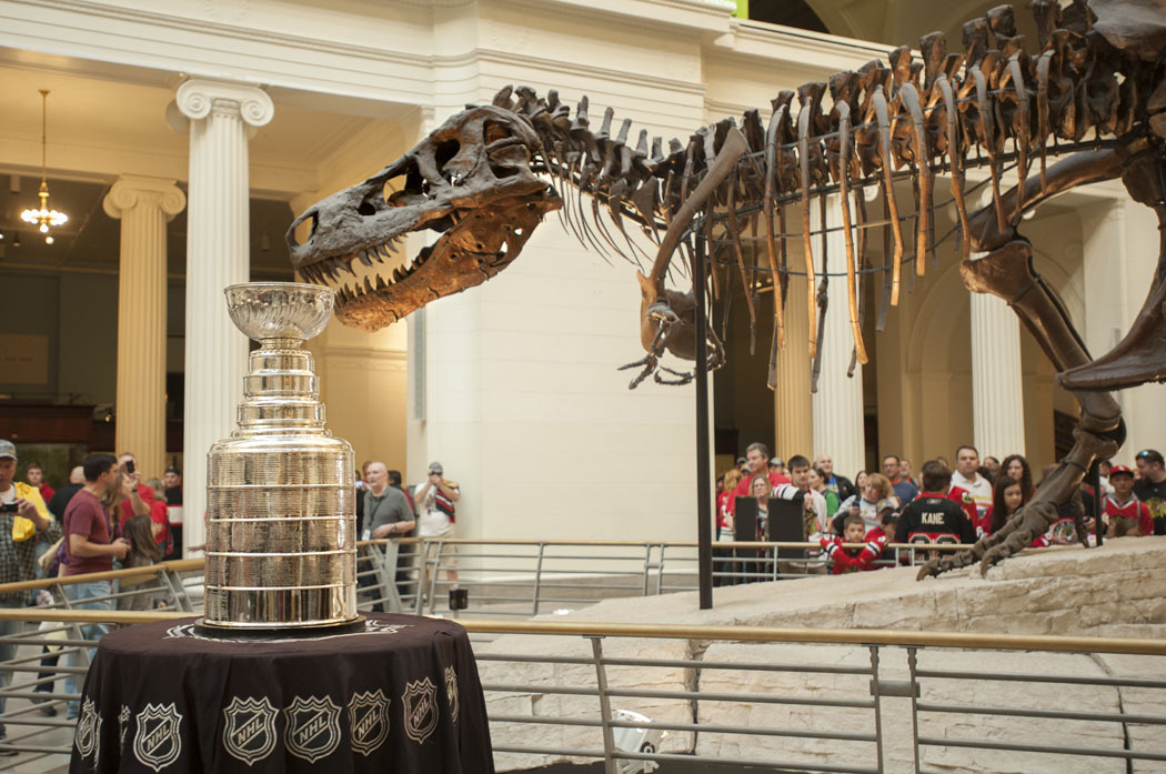 We are breaking in to your regularly scheduled photo archives Tumblr to bring you this breaking news:
Blackhawks Fever has hit the Field Museum!
© The Field Museum, GN91892_275d, Photographer Karen Bean.
The Stanley Cup visits FM, SFH (appears as if...