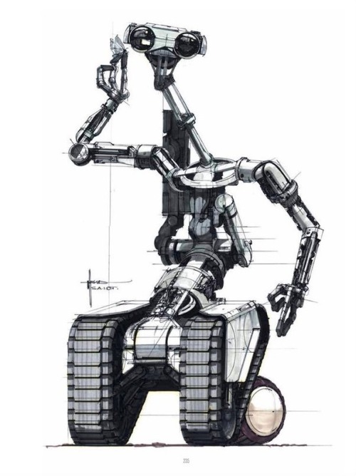 talesfromweirdland:Syd Mead’s designs for Johnny 5 (Short Circuit, 1986).I haven’t seen the film sin