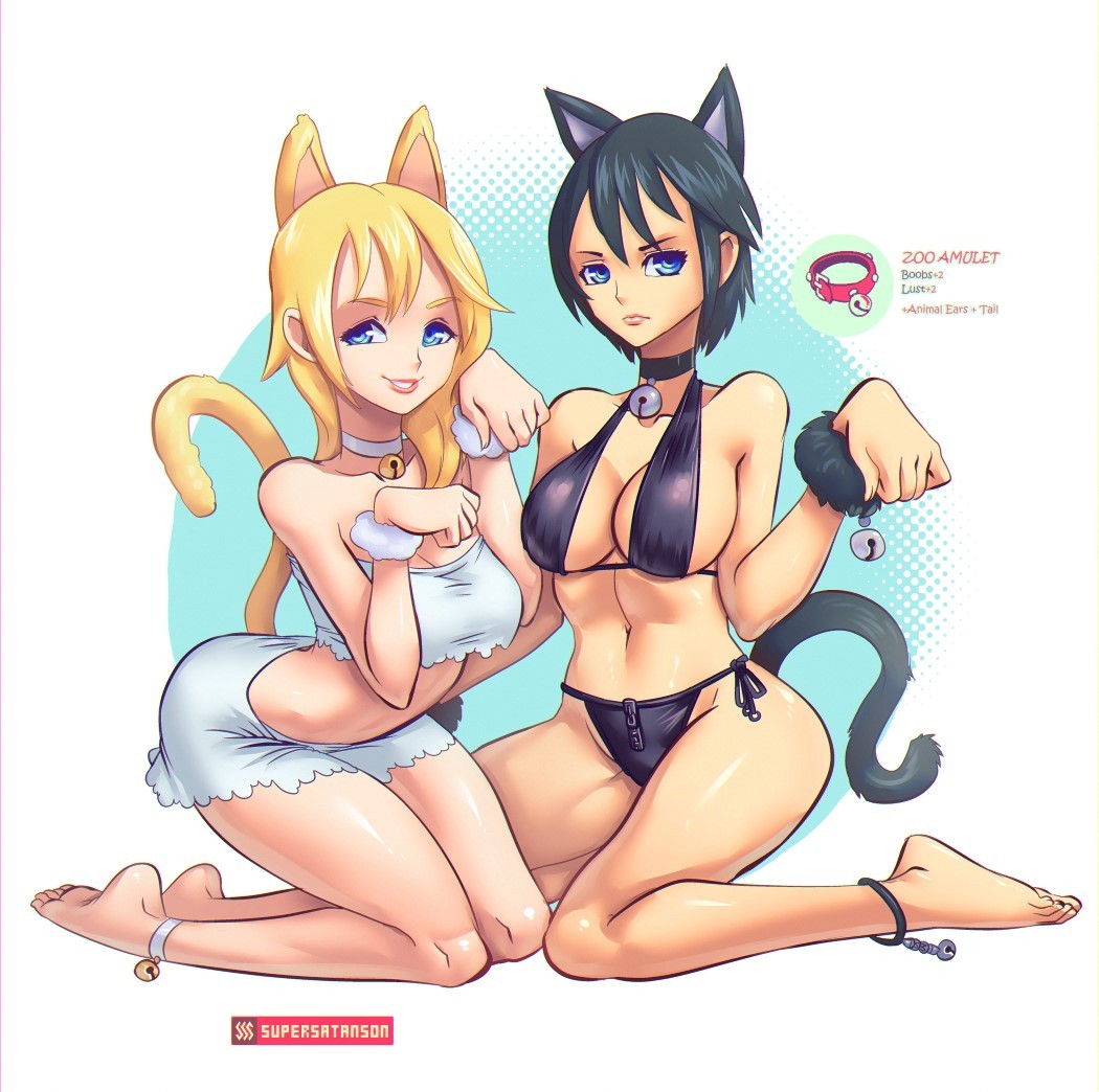 supersatansister:  superfantoasts:cute catgirls! And the nude version!Support me