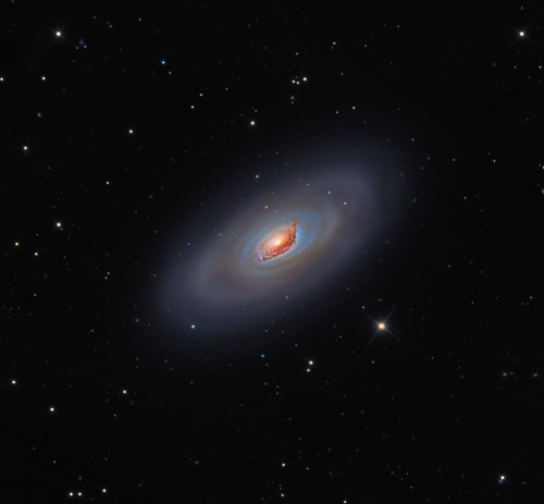 M64: The Black Eye Galaxy : This big, bright, beautiful spiral galaxy is Messier 64, often called th