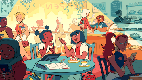 Bakery trip with the comic kids!Here’s an illo I did to test out the XP-Pen Innovator a while 