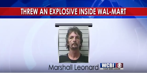 incaseyuhnevaknow:  micdotcom:   Mississippi man throws bomb at Wal-Mart because they stopped selling Confederate flags  Marshall E Leonard was arrested for allegedly throwing a bomb at a 24-hour Wal-Mart store in Mississippi over the weekend. The Sunday
