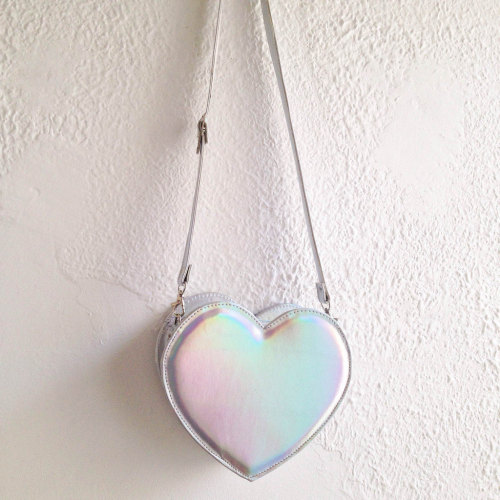 magicalshopping:  Holographic Heart Faux Leather Crossbody Bag (Ready to ship)
