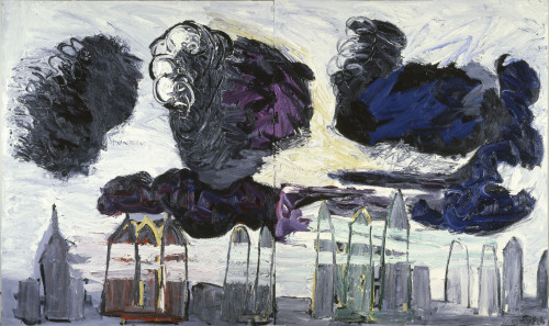 Dark Clouds over the City  -   Karel Appel , 1984Dutch 1921-2006Oil on canvas, 203 x 345 cm