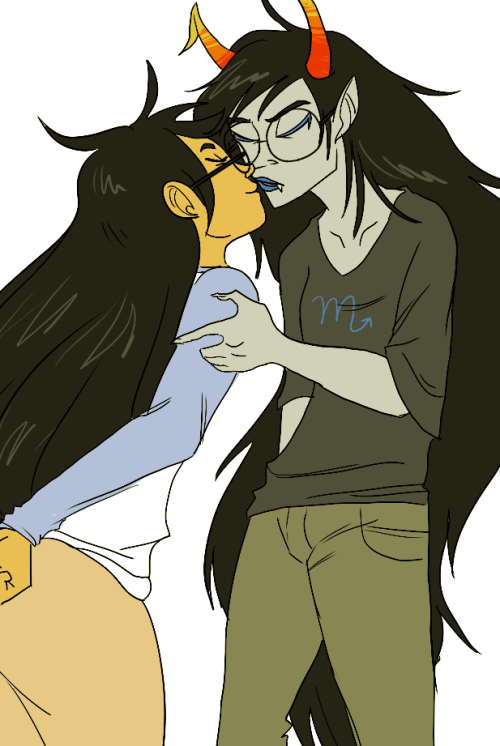 homestuck-rarepairs: Anonymous asked homestuck-rarepairs: More VrisJade? Kissing maybe? :3 goo