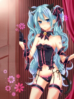 sexywittlecutekittens:  https://yande.re/post/show/177592/animal_ears-cleavage-fishnets-hatsune_miku-lingeri