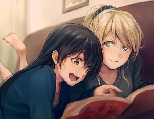 ✧･ﾟ: *✧ Reading a Book Together ✧ *:･ﾟ✧♡ Characters ♡ : Umi Sonoda ♥ Eli Ayase♢ Anime ♢ : Lov