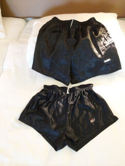 satinfetishes:  Satin shorts in our sleeping