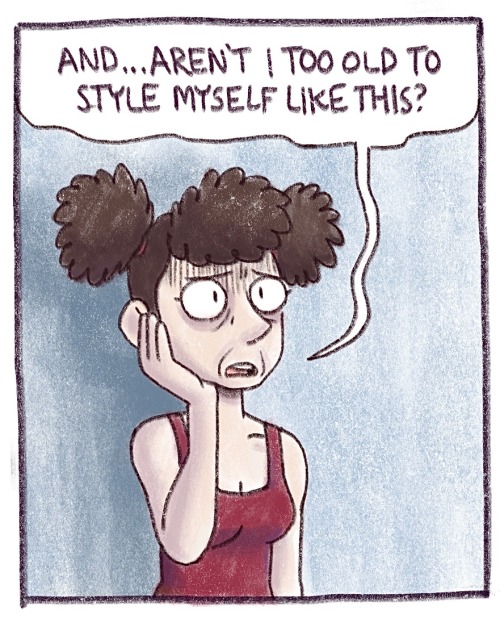 upandoutcomic:a comic about dysphoria n femininity and junk(pics of the hair on my personal insta @ iamjuliakaye lol)