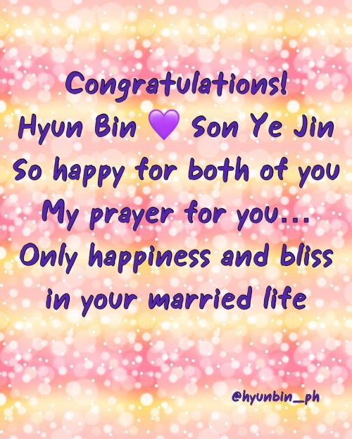 Congratulations to our dear Binnie and Yejin! Hyun Bin Son Ye Jin @vast.ent @yejinhand So happy for 