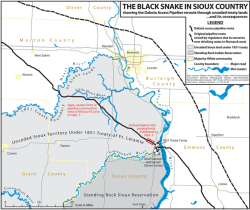 sickaddiktions:  bicaringbibearjournaling: cartnsncreal:  lagonegirl:    A #NoDAPL Map everyone should see     This pipeline could endanger the drinking water of millions.  spread this!    And reports say it was originally planned to go through bismark