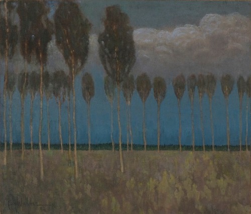 Peupliers , Poplar Trees    -    Johann Walter, 1904Lithuanian-German,  1869-1932Oil on cardboard, 6