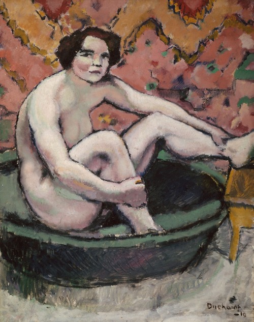 lefildelhorizon:Marcel Duchamp, Nude Seated in a Bathtub, 1910 © 2018 Artists Rights Society (A