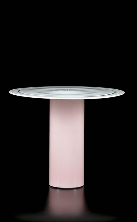 Ettore SottsassMurano glass occasional table 1970 Colourless glass with opaque white and pink layers