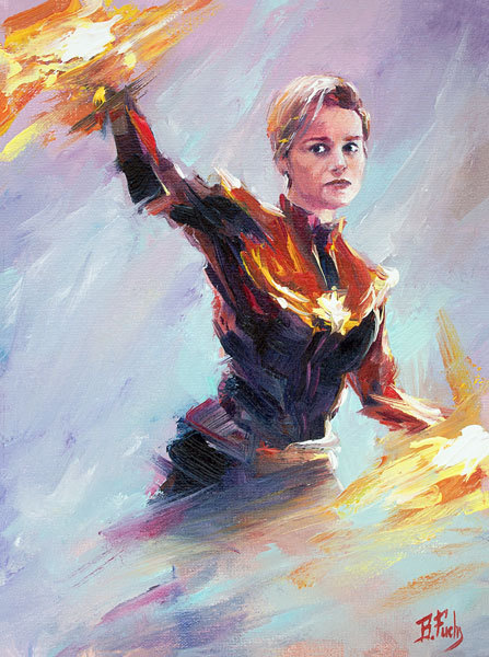 Fine Art Of Bozhena Fuchs New Painting Of Captain Marvel With Short Hair