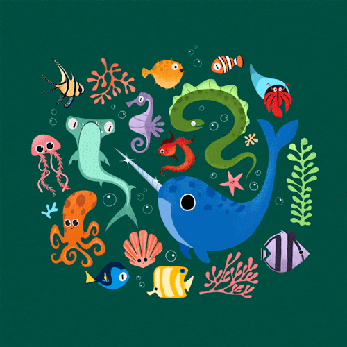 ashleyodellillustration:My first gif I’ve made for an underwater themed pattern!