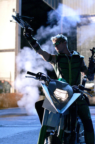GALLERY: Green Arrow in a hot leather superhero costume&hellip; yeh, like superhero&rsquo;s