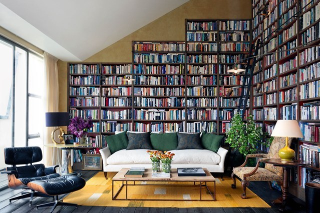 amandaonwriting:  Open-plan living area with a library in London 
