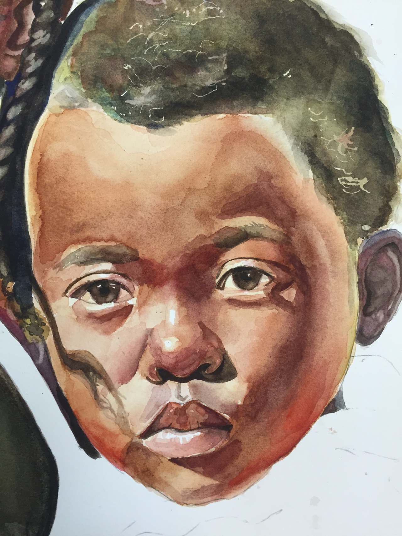 Childs face details in progress.