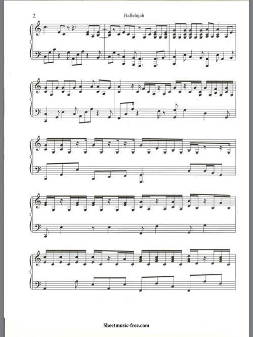 Hallelujah - Leonard Cohen (Piano Sheet Music)