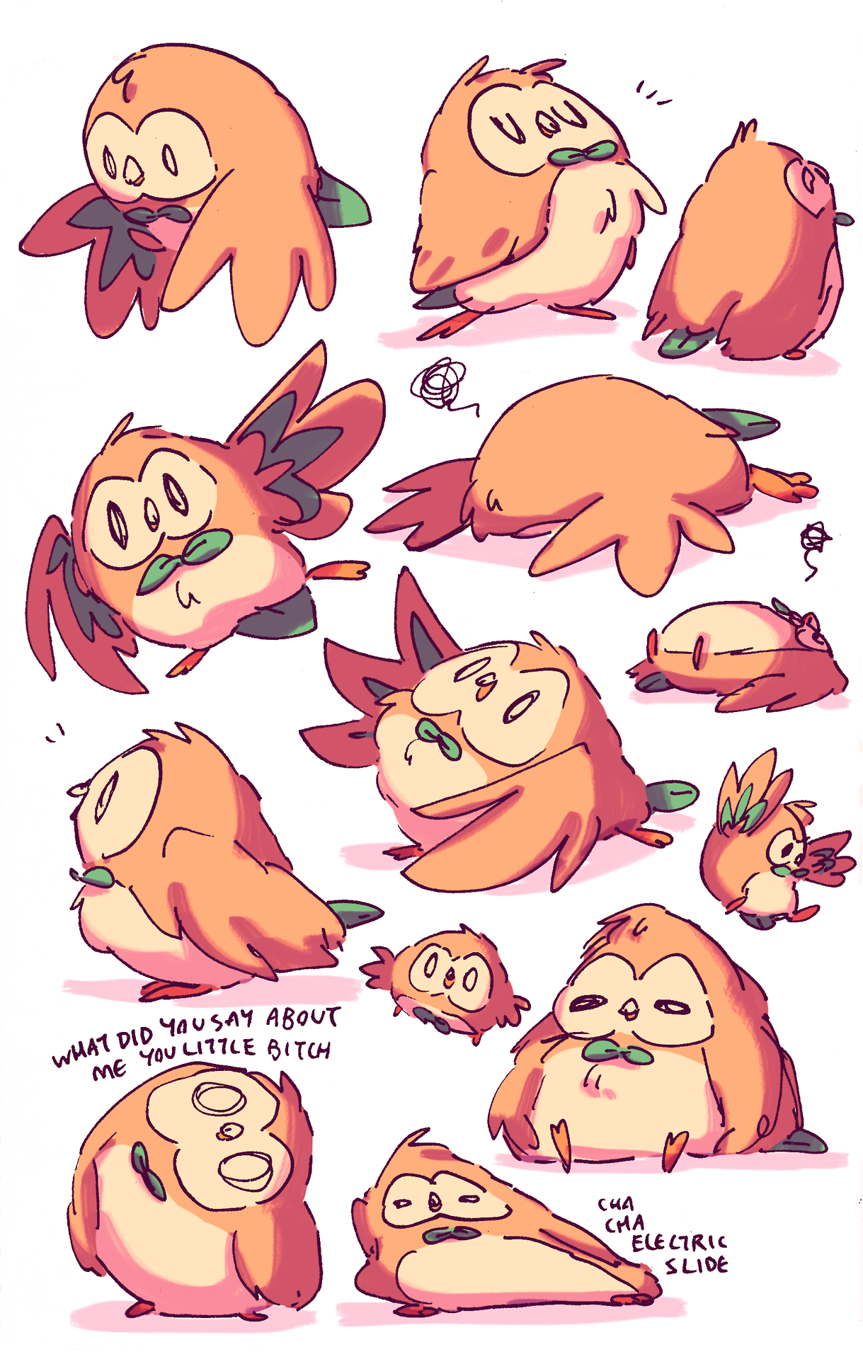 rambamboo:   ive never drawn rowlet bc i thought its design had v little pose potential