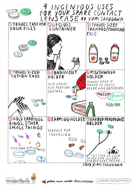 DIY 9 Uses for Contact Lens Cases Infographic by Yumi Sakugawa here.