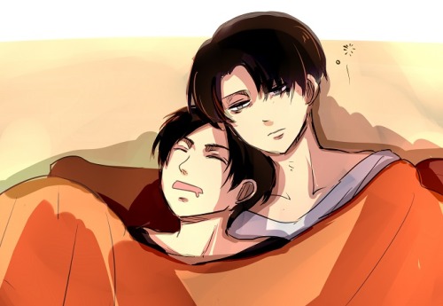 sasuke-heichou:  RAK(ラク) [please do not remove source]   Eren can not believe their situation