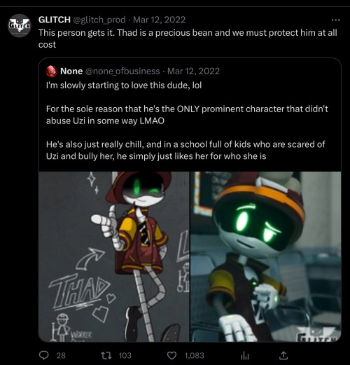 Listen Yall. Glitch Wouldnt Make Tweets Like This Just To Forget About Thad. They Have Horrifically Angsty