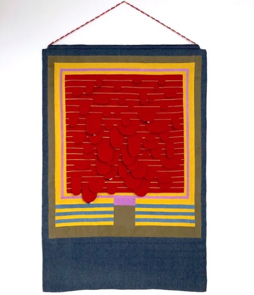 Tongues! 36”x53” quilted wall hanging made of wool, hemp linen, old army poncho, denim a