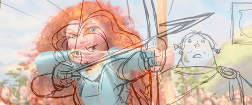 adisneysoul:  Storyboards and finished scenes for Pixar’s Brave (2012)…