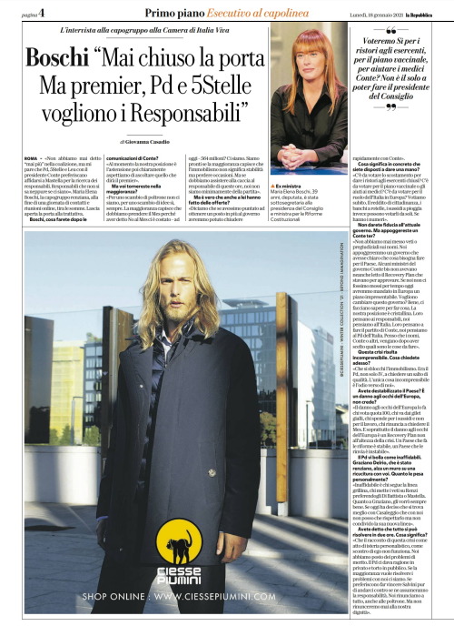 La Repubblica, 18 Gennaio 2021