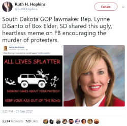 girlprince:  blackness-by-your-side: Unbelievable. Lawmaker. Now I see why I’ve never trusted the law. Here’s her garbage response.Here’s her contact informaton.You should absolutely let her know that what she said was insensitive and wrong.  The