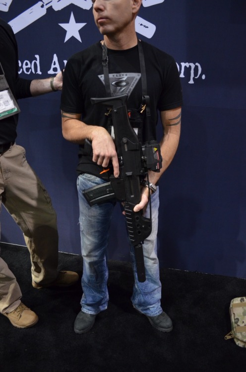 everydaycivilian:  #SHOTSHOW  AAC’s SHOT Show 2014 booth. They always have a way of putting there point across. This year is the map of the United States, last year was “Silencing is not a Crime.”  AAC’s 7.62 NATO suppressor can be used from 204
