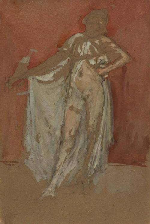 freystupid:A dancing woman in a pink robeJames Abbot McNeill Whistler        (c. 1888-1895)