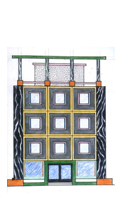 Georg J. Sowden, architectural drawings, 1984. For Memphis Milano. Via sowdendesign