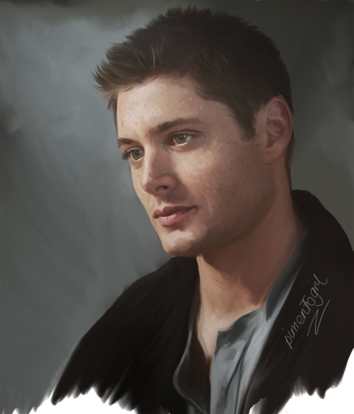 pimentogirl: portrait of Jensen Ackles in character as Dean Winchester from photo reference.experime
