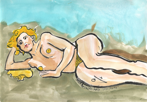 Allix Mortis drawn by Matt Bernson, ink & watercolor on paper. I did these at Dr. Sketchy’s Boston.   Allix is always wonderful, as are the rest of the ladies from Rogue Burlesque, check ‘em out!