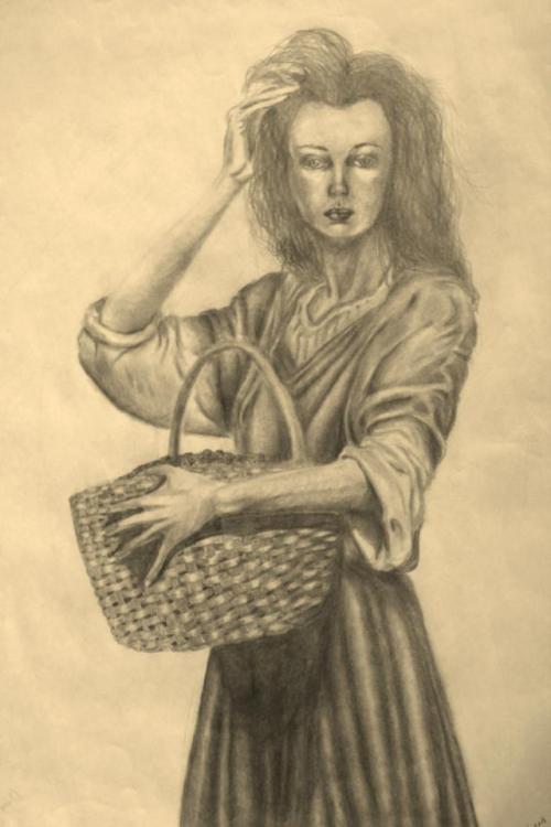 the girl with the basket, pencil on paper, 2012facebook: https://www.facebook.com/ruslanalev.artfine