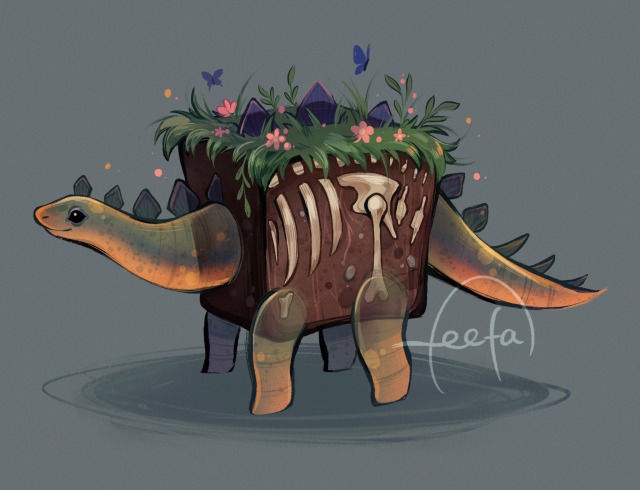 feefal:A ghost stegosaurus visiting their newly discovered bones. They’re so happy you found them!