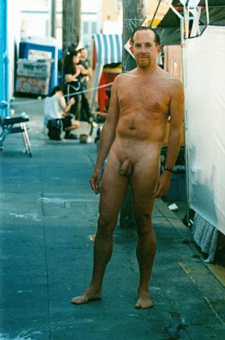 Nude men on the street