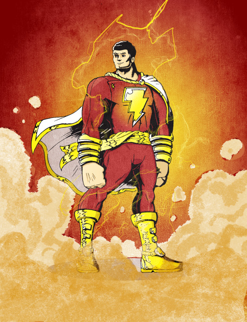 First illustration and final product of my boy Captain Marvel (or Shazam for some of you). Definitel