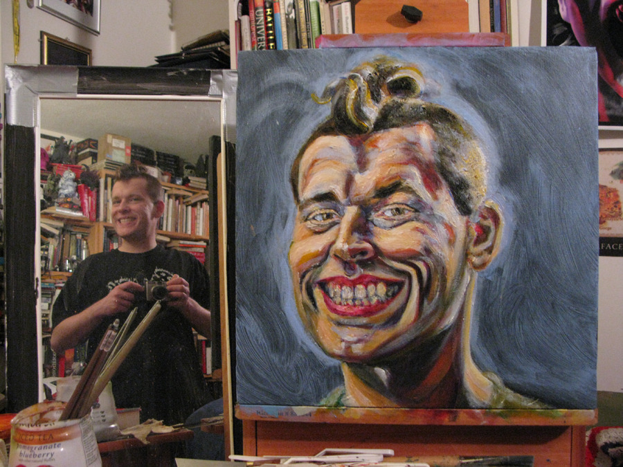 Latest version of my self portrait progress.  18&quot;x18&quot; acrylic