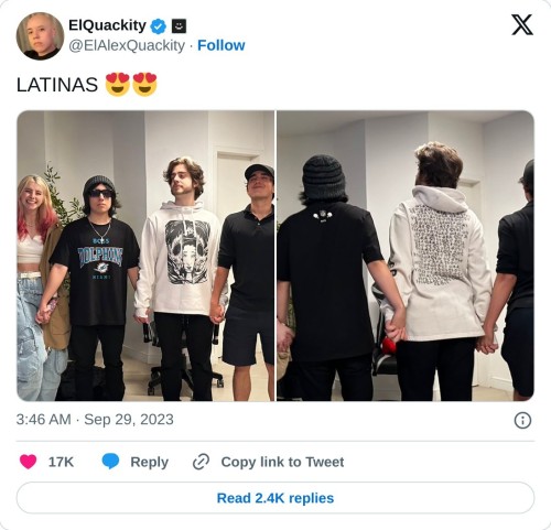 LATINAS 😍😍 pic.twitter.com/3j2HXHTFhD
— ElQuackity (@ElAlexQuackity) September 29, 2023