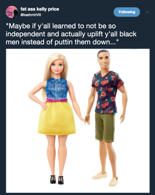 futureblackpolitician: tashabilities: pussypoppinlikepopcorn:lagonegirl:Ken Dolls WildinOmfg